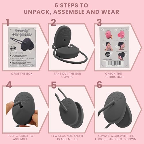Genedy Ear Covers for Shower, Heat and Hair Dye Protection - Black - Waterproof Ear Covers for Washing Hair - Reusable Silicone Ear Caps For Hair Dye - Ear Protectors From Heat Styling and Dryer