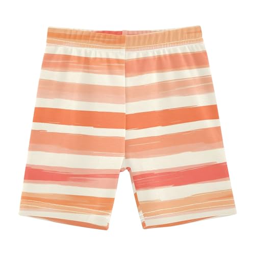 Cartoon Color Orange Strip Girls Shorts Elastic Waist Sports Shorts Girls Leggings Pants for 4-10 Years