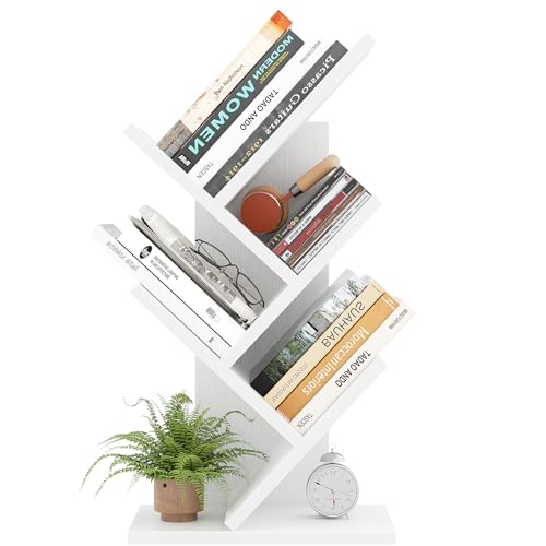 iSunirm Bücherregal mit 5 Etagen, kippsicheres Design, 4,8 m, modernes Bücherregal aus Holz, für Schlafzimmer, Wohnzimmer, Heimbüro