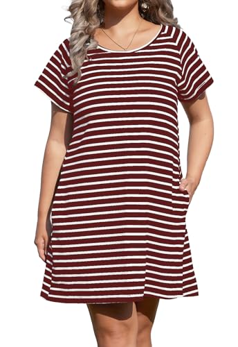 Image of Alaster Women's Casual Summer T Shirt Dress Loose Short Sleeve Tunic Dress with Pocket for Women