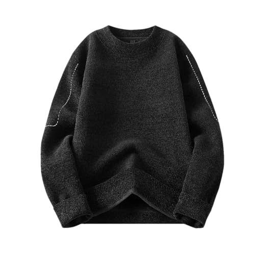 Men Thicken Daily Casual Knit Sweater Solid Crew Neck Long Sleeve Loose Pullover