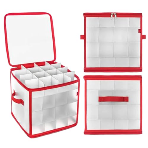 Stockage des ornements - Coffre de rétention pour les accessoires de décoration de Noël avec 64 sujets épais, conteneur de rangement amovible pour les décorations de balle de Noël pour la chambre