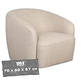 MR. DEKO Loungesessel Loconia Beige I Drehbarer Polstersessel mit Stoffbezug I Moderner Design Sessel mit Armlehnen I Bequeme Sitzgelegenheit für Wohnzimmer I drehbarer Stuhl HxBxT 76x89x87 cm