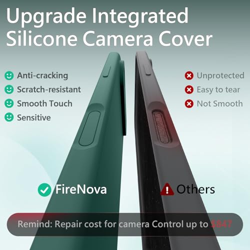 Image of FireNova Magnetic for iPhone Air Case, Compatible with MagSafe, [Integrated Silicone Camera Control Button] [Camera Protection] Microfiber Lining Phone Case for iPhone 17 Air, 6.5 inch, Midnight Green