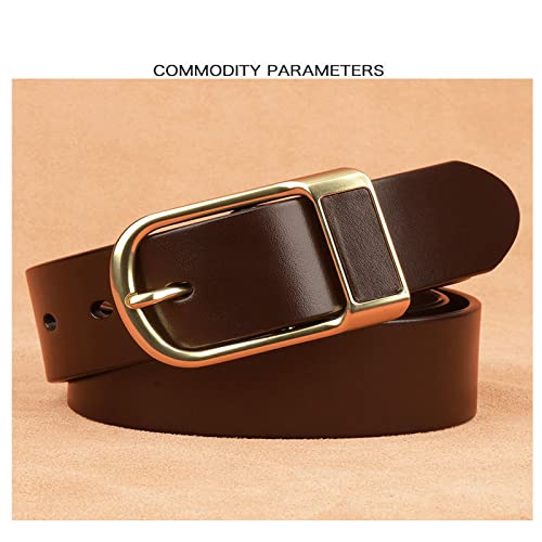 Men's Classic Dress Belt,Soft PU Solid Color Alloy D-Shaped Pin Buckle Casual Business Belt,Brown,110CM/43.3''4