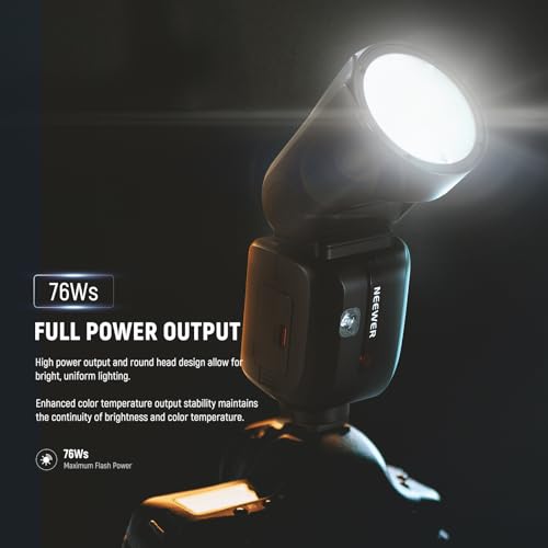 Image of NEEWER Z2PRO-C 2.4G TTL Round Head Flash Speedlite Compatible with Canon Camera, Wireless Compatible with Godox, 76Ws 1 /8000s HSS, Upgraded UI, TTL /M TCM Switch, 3000mAh 600 Full Power Light, Diffuser