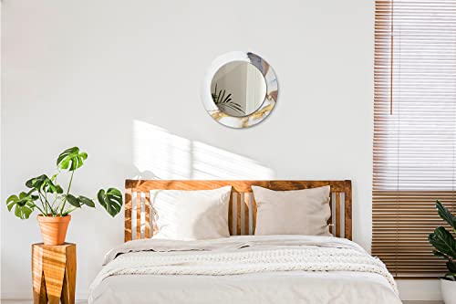 Miroir mural rond Ø50 cm effet marbre blanc pour maquillage - 6
