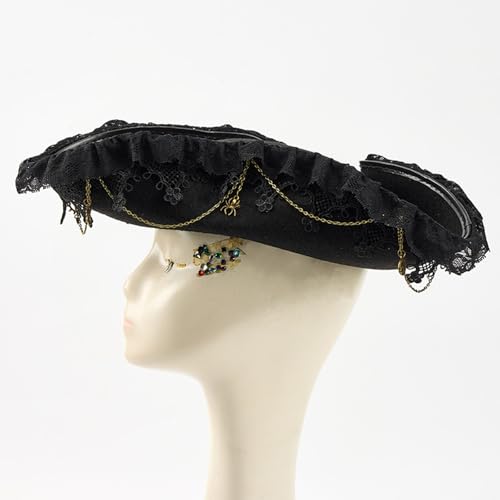 Chapeau colonial punk d'exception avec dentelle pour scène et théâtre - 2
