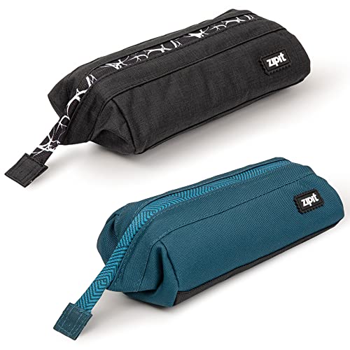 Zipit Lenny Pencil Case Bundle, 2 Pack Pencil Pouch With A Wide Opening And Zipper Closure, Teal And Black #TOP15