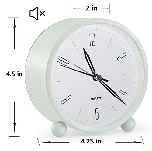 image for JALL Analog Alarm Clock, 4 inch Super Silent Non Ticking Small Clock w