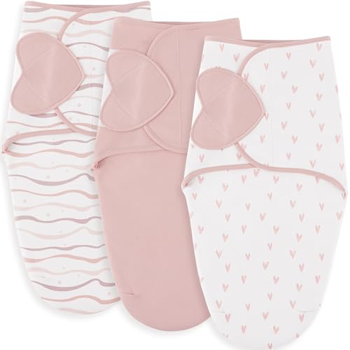 Image of Susurration Swaddle Sleep Sacks 3 Pack 100% Muslin Cotton Swaddle Blanket Small Baby Wrap for 3-6 Months Newborn Girls,Boys,Infants Essentials,Adjustable Wearable Sleeping Sack (Pink, 3-6 Months)