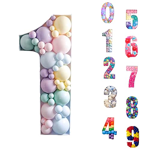 Support réutilisable en forme de chiffre en mosaïque de ballons pour décoration d'anniversaire, de mariage, de fête (ballons non inclus) (1) Cover
