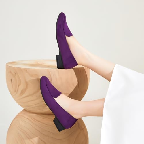 Image of HEAWISH Women's Loafers Slip on Low Heel Shoes,Closed Toe Pumps Dress Shoes,Casual Loafer Work Flats Wedding Shoe