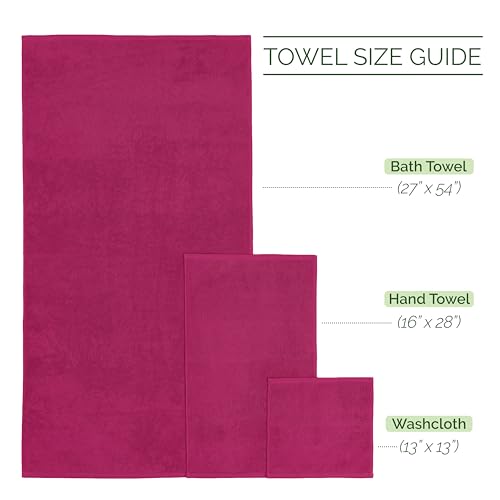 Image of Elegant Comfort 100% Turkish Cotton Corduroy Ribbed Luxury Bath Towels 6-Piece Set, Premium Feel - Quick Dry, Highly Absorbent, Contains 2 Bath Towels, 2 Hand Towels, and 2 Washcloths, Hot Pink