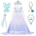 Produktbild LOBTY Mädchen ELSA Prinzessin Kleid mit Accessoires Schneekönigin 2 Verkleidung Kinder Prinzessin Kleid Weihnachten Geburtstag Party Halloween Karneval Cosplay Kostüm