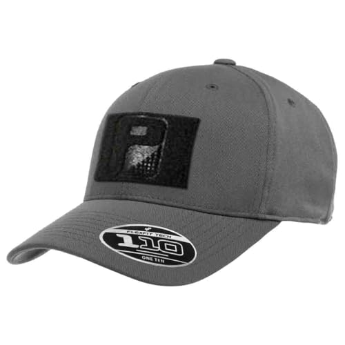 Pull Patch Pro-Formance Flexfit 110 Hook and Loop Adjustable Hat | Curved Bill Cap with 3x2 Inch Loop Panel for Removable Morale Patches (Grey)