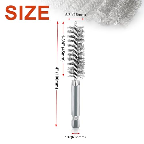 Image of 5Pcs 5 /8 inch Stainless Steel Wire Bore Brush for Power Drill Cleaning