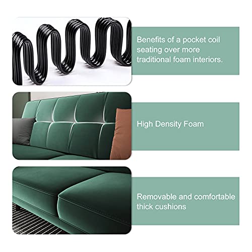 Honbay Velvet Fabric Loveseat Sofa Tufted 2-Seats Sofa With Wood Legs Upholstered Loveseats For Small Space, Emerald Green #TOP7