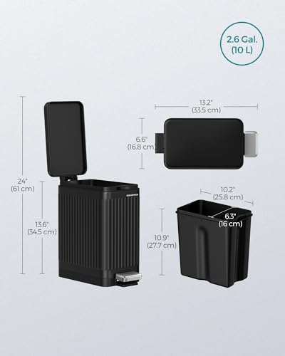 Cubo de basura para baño de acero inoxidable negro antihuellas 7