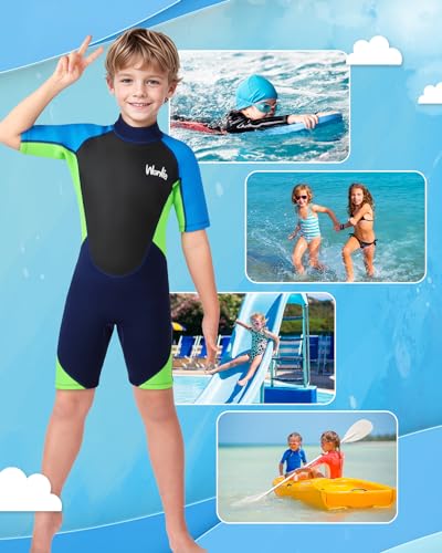 Foto von Yueta Kinder Neoprenanzug-2.5mm Neopren Shorty Neoprenanzug Teenager Einteilig UV-Schutz 50+ Badeanzug zum Tauchen, Schwimmen, Surfen