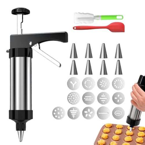 Kit para hacer buñuelos españoles, molde para prensar galletas de acero inoxidable,Juego de prensa de acero inoxidable - Máquina para hacer galletas con 13 bandejas para galletas y 8 boquillas para la Kit para hacer buñuelos españoles, molde para prensar galletas de acero inoxidable,Juego de prensa de acero inoxidable - Máquina para hacer galletas con 13 bandejas para galletas y 8 boquillas para la