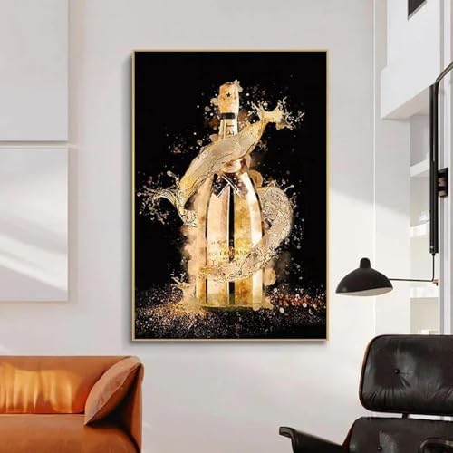 Abstrakte Goldene Champagner Flasche Luxus Kunst Leinwand Malerei Print Poster Champagner Wand Kunst Bild Esszimmer Wohnkultur Wandbild 30x40cm ohne Rahmen Abstrakte Goldene Champagner Flasche Luxus Kunst Leinwand Malerei Print Poster Champagner Wand Kunst Bild Esszimmer Wohnkultur Wandbild 30x40cm ohne Rahmen