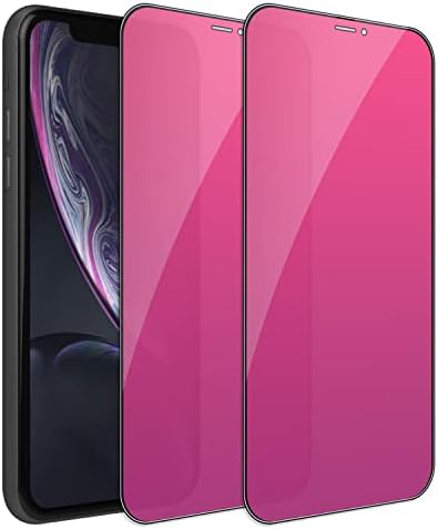 PUKMCX 2 Pack Compatible with iPhone 11/iPhone XR Privacy Screen Protector, Full Coverage Mirror Anti-Spy Anti Blue Electroplated Gradient Colorful Tempered Glass 6.1 inch