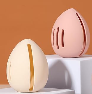 Silicone Makeup Sponge Storage Box, Shock-Resistant Eco-Friendly Sponge Storage Box, Suitable for Travel Use, 2-Piece Set - White and Pink