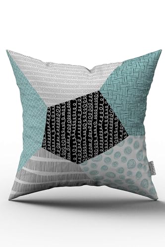 Pillow Cover Double Sided Blue White Modern Geometric Patterned Cushion