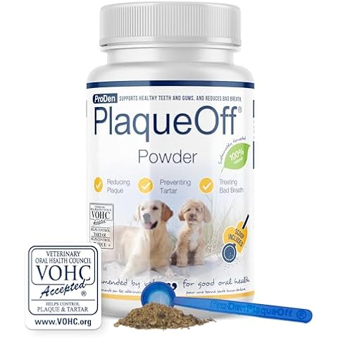 ProDen PlaqueOff Powder for Pets - Cat & Dog Breath Freshener - Plaque & Tartar Remover for Pet Oral Care - 60g Cover