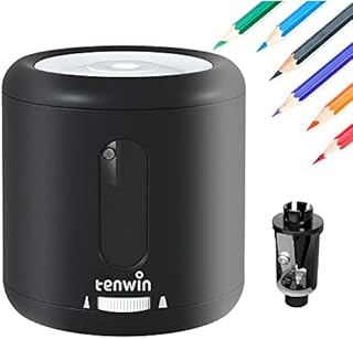 tenwin Electric Pencil Sharpener, Classroom Pencil Sharpener Dia 6-8mm, Fast Sharpen, USB Or Battery Operated Automatic Pencil Sharpener for School/Home/Office/Studio