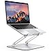 OMOTON LA11 Laptop Ständer Höhenverstellbar, Faltbarer Laptop Stand, Ergonomischer Notebook Ständer mit Belüftung, Laptop Halterung Kompatibel mit MacBook Air Pro und Allen Laptops (10-17.2"), Silber