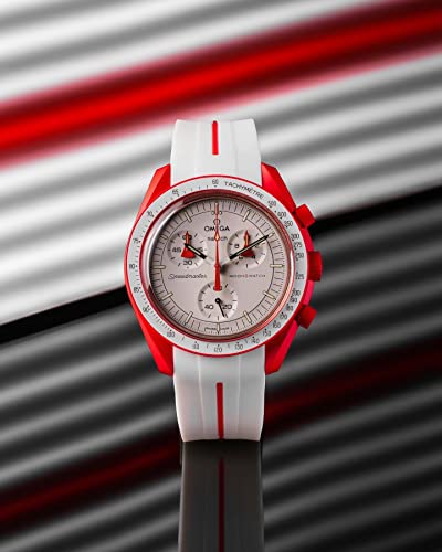 Image of Bands for Moonswatch Watch,Curved No Gap Rubber Strap Compatible with Omega X Swatch Moonswatch Speedmaster /Rolex /SEIKO 20mm Watch,Swatch Omega Moonswatch Speedmaster Watch Replacement Band Men Women