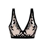 EBY Sheer Mesh Bralette for Women – Seamless Wireless Bra with Support and Lift – Breathable Mesh Bra Without Metal Wire Oh La La - Large (L)