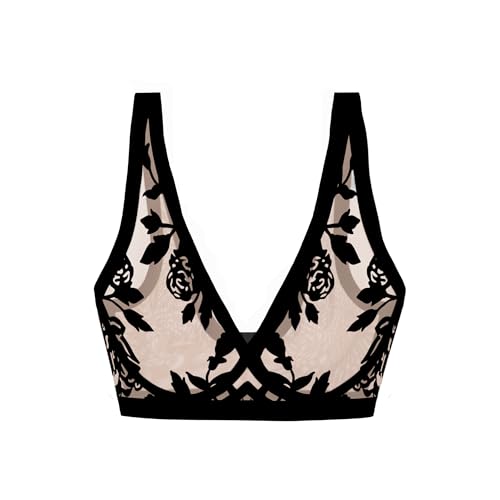 Image of EBY Sheer Mesh Bralette for Women Seamless Wireless Bra with Support - Without Metal Wire