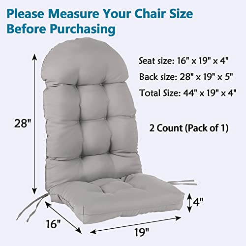 Ccliuge Adirondack Chair Cushion, Rocking Chair Cushion With Ties, High Back Patio Chair Pad Indoor Or Outdoor, Sunscreen Waterproof And Fade-Resistant, 44X19X4 Inch, Light Grey, 2-Pack #TOP5