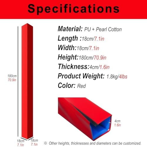 Heavy Duty Basketball Pole Pads, Thickened Sponge Padding, Durable Safety Crash Cushion for 180cm/70.9in Outdoor Poles, Square Protective Rod Covers