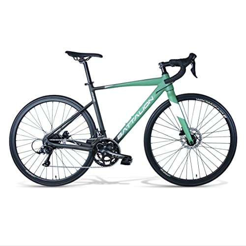 Image of Battalion R25 Windbreaker 01, 700C Road Bicycle, 9x2 18 Speed, Shimano Sora, Carbon Fiber Fork (Small, Green)