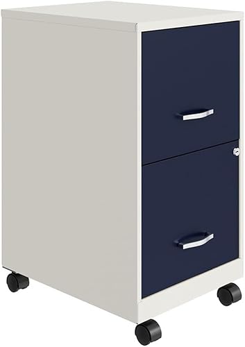 Vista 30 de UrbanPro Archivador vertical móvil de metal moderno inteligente de 18" con 2 cajones en blanco Blanco perla