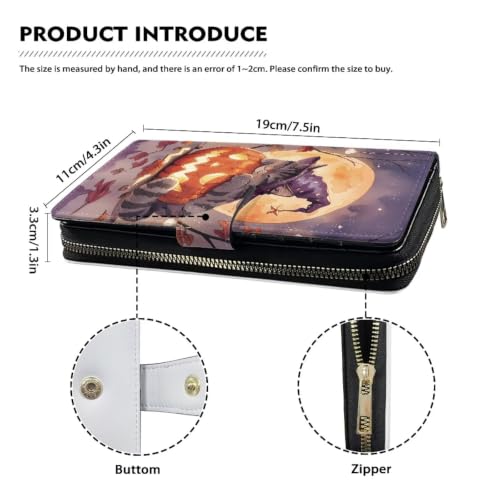 Image of COEQINE Ladies Wallets Pink Leopard Heart Black Printed Leather Phone Long Clutch Purses Check Coin Change Holder