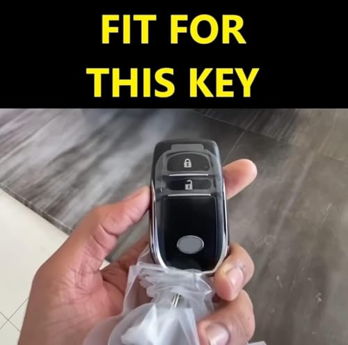 Image of TPU Car Key Cover Black & Golden Compatible for Toyota Fortuner, Legender, Innova Crysta, HyCross, Land Cruiser, Hilux (Toyota, 2 Button Push Smart Key)