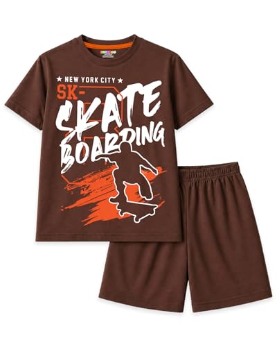 Image of Kuchipoo Boys Cotton T-Shirt & Shorts Set | Half Sleeve Round Neck Top with Elastic Waist Shorts | Soft & Comfortable Casual Wear for Kids | Pack of 3