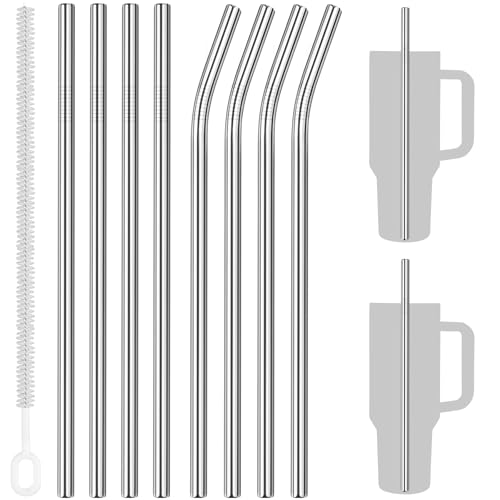 Tomorotec 8PCS 12" Stainless Steel Straws 4 Bent & 4