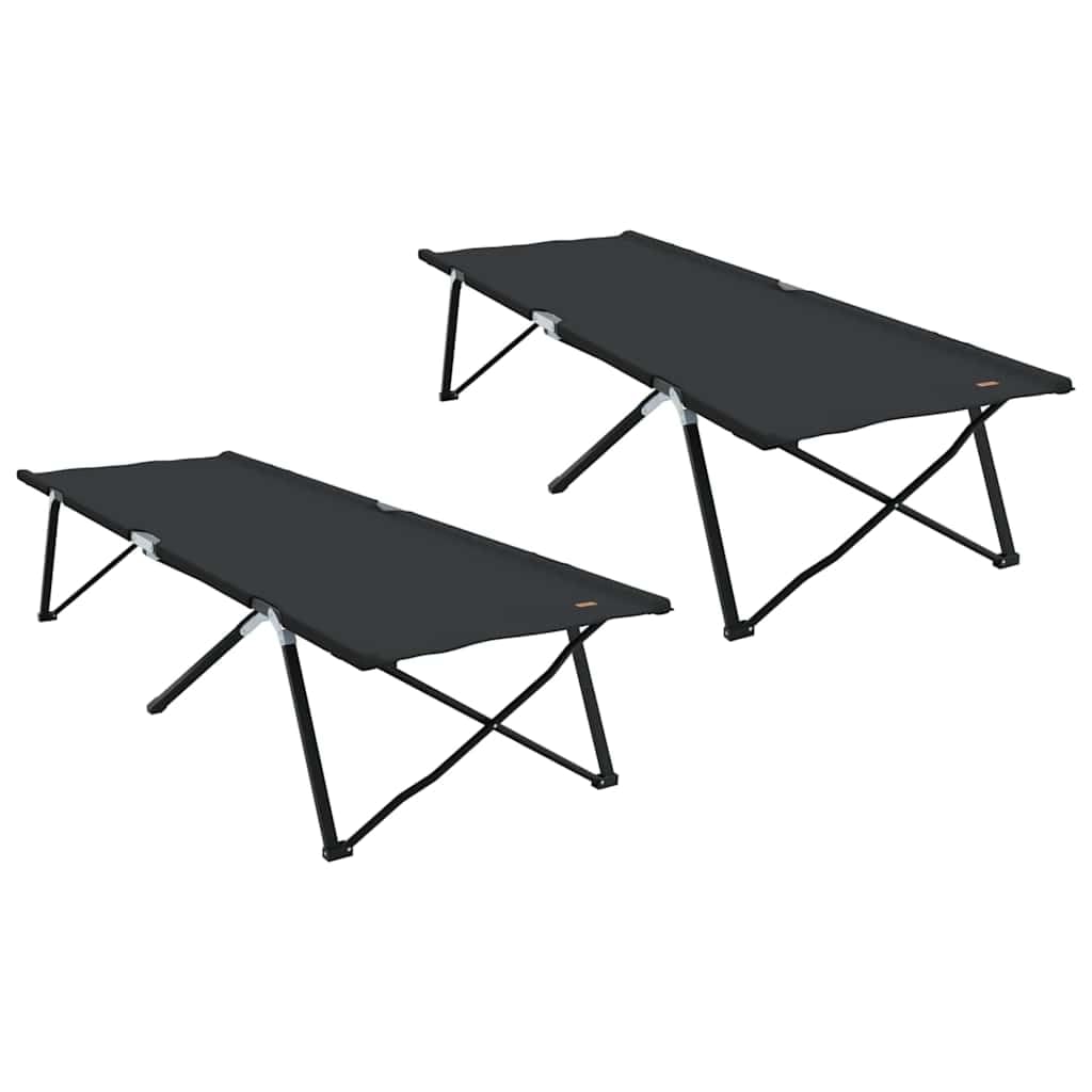 Generisch Klapp Schlafbett fürs Camping 2 pcs Schwarz 206 x 76 x 74 cm,Sportartikel,Outdoor-Aktivitäten,Camping Wandern,Camping-Möbel,Feldbetten-42003169