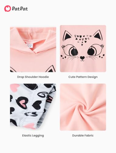 Image of PATPAT Girls 2 Piece Outfits Long Sleeve Hoodie and Leggings Clothing Set Outfits for Girls 4-12Y Fall /Winter Outfits