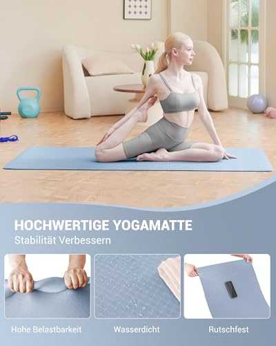 Foto von Good Nite Yogamatten Für Frauen Rutschfeste Strukturierte Oberflächen Gymnastikmatte Yoga Matte Dicke 6 mm 10 mm Mit Tragegurt Tpe-Übungsmatte Für Yoga Pilates Gymnastik (183X61cm)