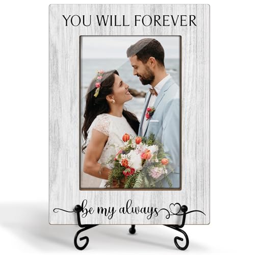 Zgogy Wedding Gifts Wooden Picture Frames 4x6 - You Will Forever Be My Always, Engagement Photo Frame With Stand for Engaged Couples, Proposal Picture Frame Display Frame Home Decor (Horizontal) -32