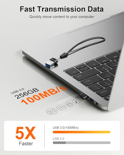 Image of 256GB USB 3.0 Flash Drive, Mini Thumb Drive Waterproof Memory Stick with Lanyard Hole Plug and Play Portable USB Stick Storage for Computer Laptop Smart TV, Black