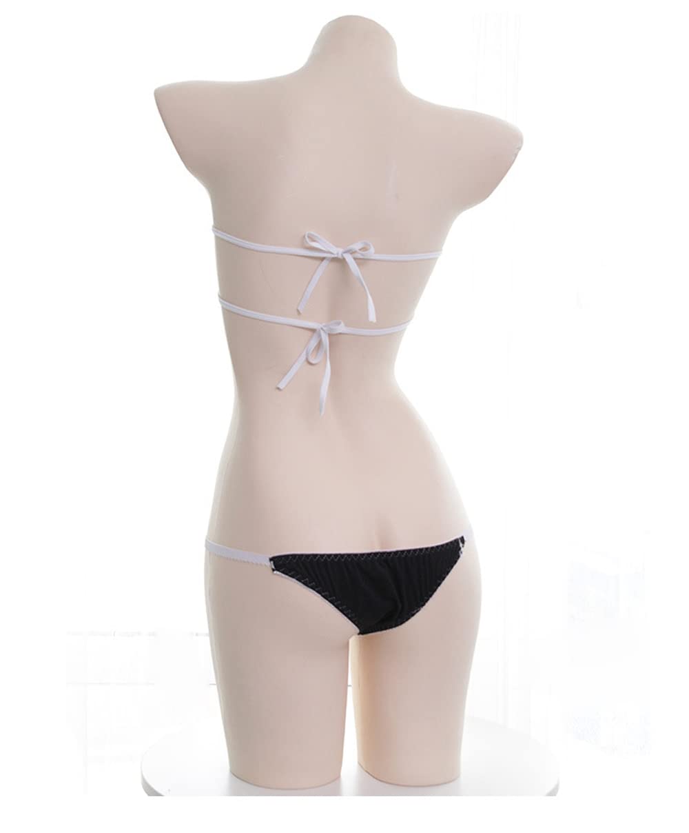 SINGUYUN Womens Sexy Micro bikini Suit Anime Bikini Cosplay Lingerie Kawaii Bra and Panty Set Cute: One Size 216cube Black