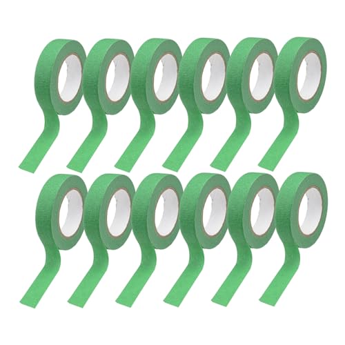12 Rolls Colored Masking Tape 0.6in x 15yd, Dark Green for Crafts Labels